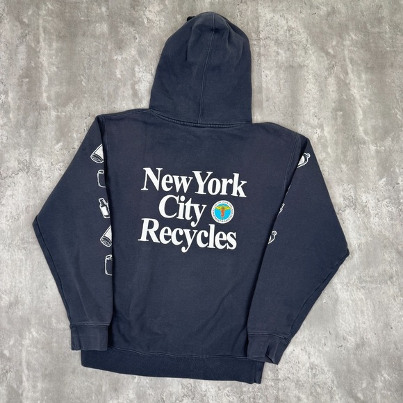 OnlyNY Hoodie Men's Small Blue Spell Out Sweatshirt Rap New York City Recycles - Picture 1 of 10